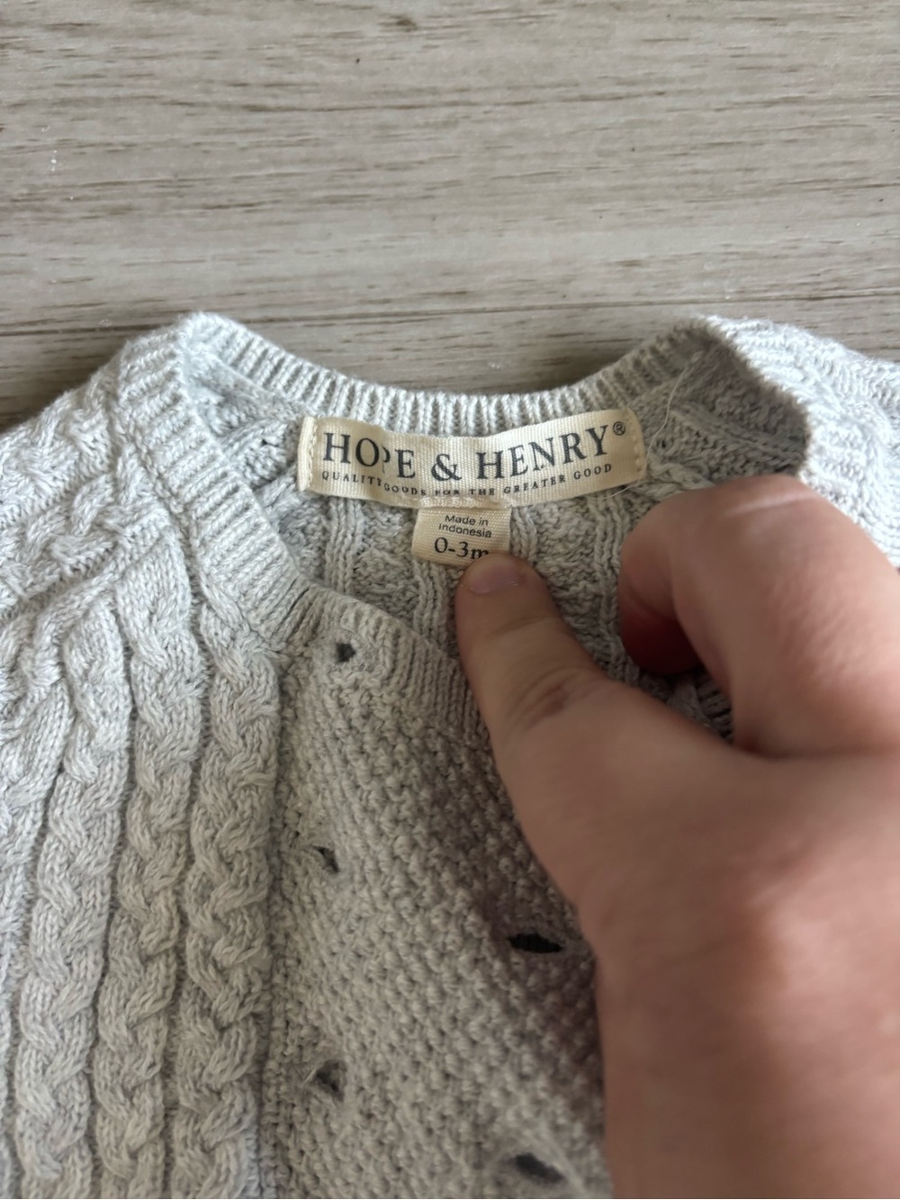 Hope & Henry cable knit sweater romper size 0-3 months - Picture 3 of 4